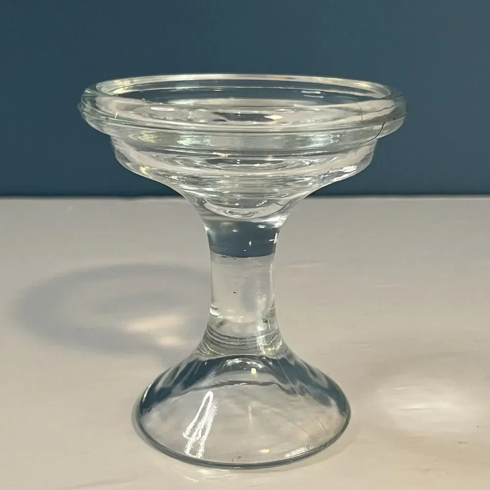 Vtg Clear Glass Fairy Lamp Pedestal Bottom Base Only Replacement PartyLite 4.25”